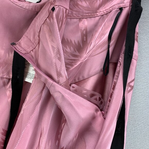 Coach Skirt Womens 10 Pink Silk Palm Tree Print Jacquard Tiered Handkerchief Hem - Picture 5 of 16